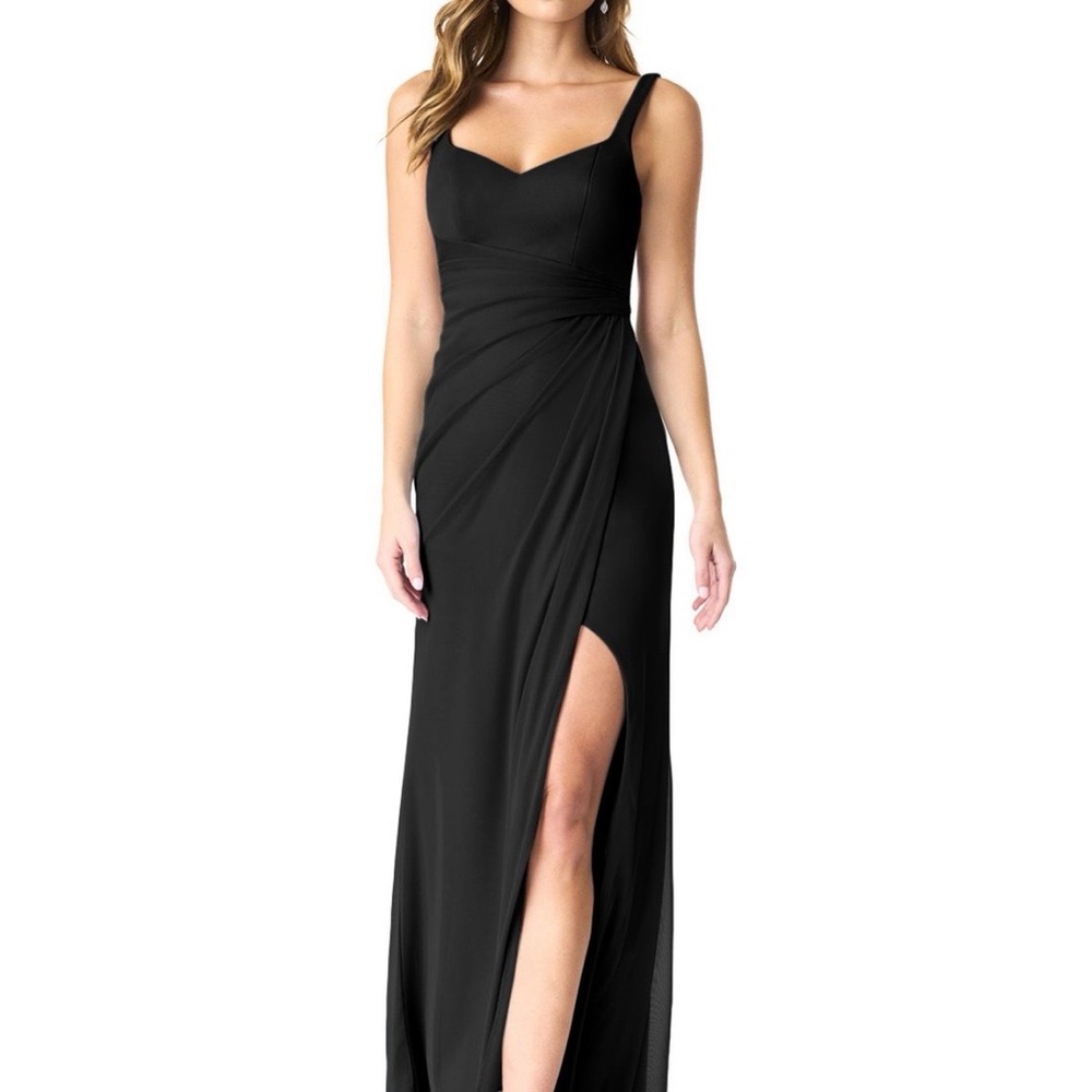 Azazie Verami Black Bridesmaid Prom Mermaid Maxi Skirt with Draped Lace Detail